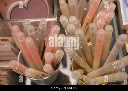 A pile of pens put in a pot. Stock Photo