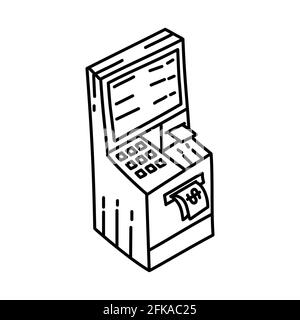 Financial Activity in The ATM Hand Drawn Icon Set Vector. Stock Vector