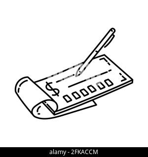 Financial Activity in Check Hand Drawn Icon Set Vector. Stock Vector