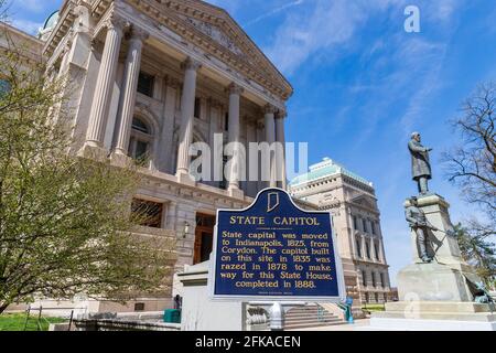 Indianapolis, IN - March 30, 2021: Indiana State Capitol building in Indianapolis, IN Stock Photo