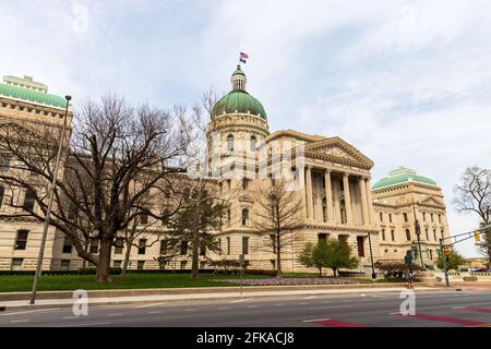 Indianapolis, IN - April 4, 2021: Indiana State Capitol building in Indianapolis, IN Stock Photo