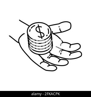 Financial Activity in Deposit Hand Drawn Icon Set Vector. Stock Vector