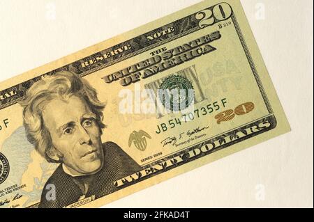 Mumbai India Asia April 22 2021 American twenty dollars close up, portrait of the late Jackson Stock Photo