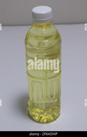 fresh and healthy soybean oil on bottle for cooking Stock Photo