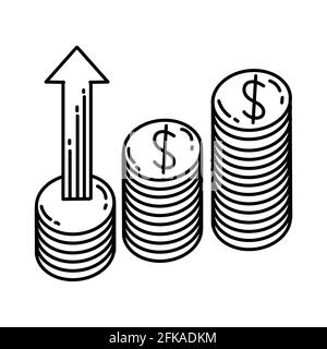 Financial Activity in Order To Profit Hand Drawn Icon Set Vector. Stock Vector