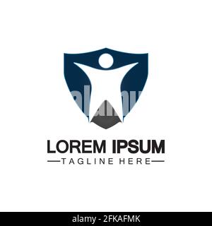 People shield icon.Life Insurance logo, protect human or insurance concept logo vector illustration design isolated on white background Stock Vector