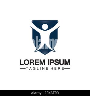 People shield icon.Life Insurance logo, protect human or insurance concept logo vector illustration design isolated on white background Stock Vector