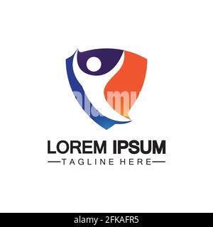 People shield icon.Life Insurance logo, protect human or insurance concept logo vector illustration design isolated on white background Stock Vector
