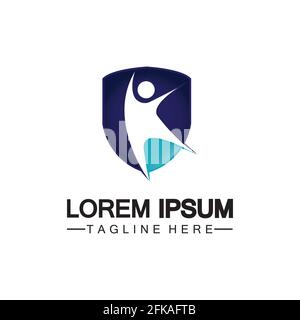 People shield icon.Life Insurance logo, protect human or insurance concept logo vector illustration design isolated on white background Stock Vector