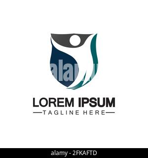 People shield icon.Life Insurance logo, protect human or insurance concept logo vector illustration design isolated on white background Stock Vector