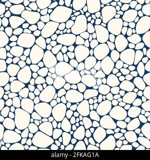 Hand-Drawn Sea Pebbles, Bubbles Blue and Cream Texture Vector Seamless Pattern Stock Vector
