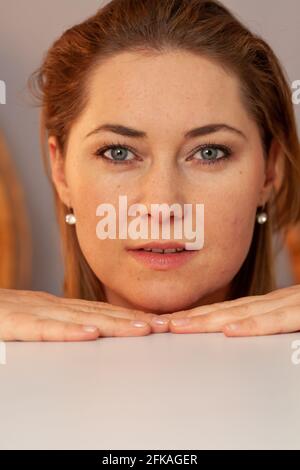 VAALS, NETHERLANDS - Apr 25, 2021: Portrait of a young Polish Caucasian woman Stock Photo