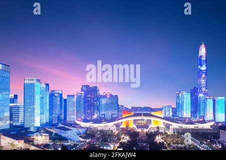 Guangdong province shenzhen futian central district at night Stock Photo