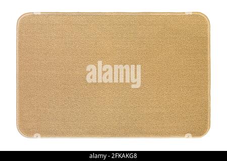 New and clean floor rug, doormat in beige color isolated on white background Stock Photo