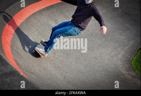 high-speed skater in snakerun track, spot reportage Stock Photo
