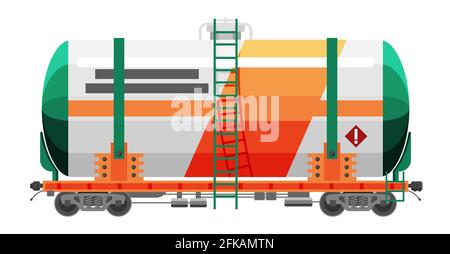 Rail oil gasoline tanker car. Freight tank wagon Stock Vector