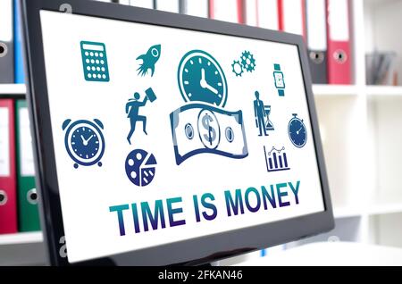 Time is money concept shown on a computer screen Stock Photo