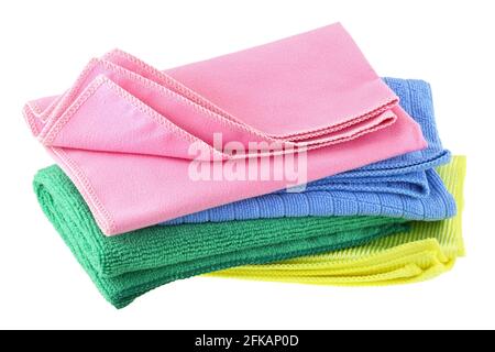 Different types of Micro Fiber cleaning cloth with static electricity that attracts dust Stock Photo