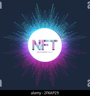 NFT non fungible token. Non-fungible tokens icon covering concept NFT. High-tech technology symbol logo vector. Stock Vector