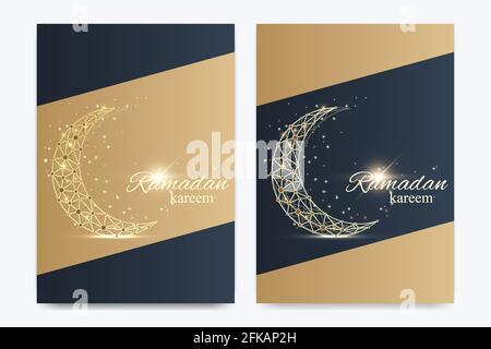 Vector template for brochure, Leaflet, flyer, advert, cover, catalog, poster, magazine or annual report. Ramadan Kareem background. Golden moon. Eid Stock Vector