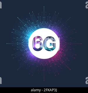 Concept of future technology 6G network wireless systems. The concept of 6G network, high-speed mobile Internet, new generation networks. Banner Stock Vector