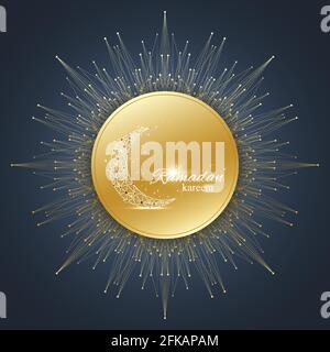 Ramadan Kareem background. Golden moon. Eid Mubarak celebration. Vector illustration. Stock Vector