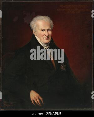 Portrait of German explorer and naturalist  Alexander von Humboldt as an elderly man painted by  Emma Gaggiotti-Richards in 1855 Stock Photo