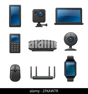 Illustration of the electronics devices and gadgets icons Stock Vector
