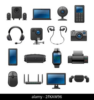 Illustration of the electronics devices and gadgets icons Stock Vector