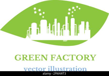 Environmentally friendly production without harmful emissions into the environment. Concept of environment conservation. Vector illustration. Stock Vector