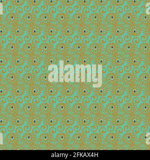 folk style peacock feather seamless vector pattern Stock Vector