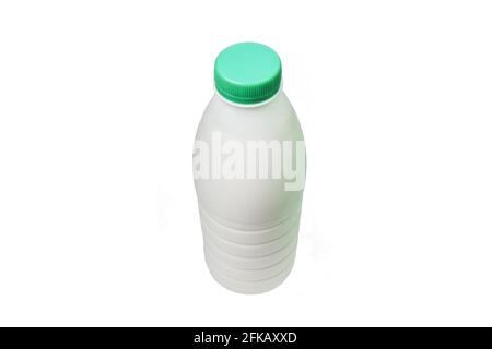 plastic milk bottle insulated on white background. Stock Photo