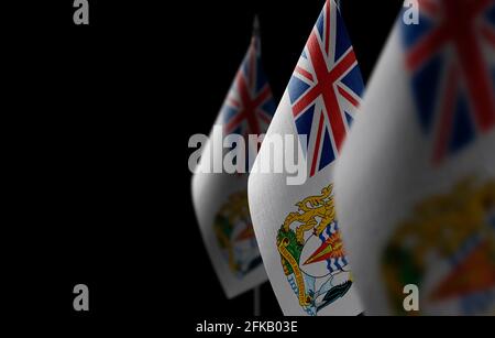 Small national flags of the British Antarctic Territory on a black background Stock Photo