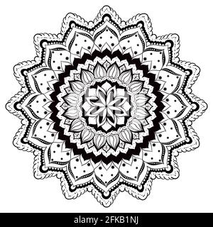 A Ornamental round floral petal lace pattern. kaleidoscopic floral pattern, mandala. Portuguese pattern for interior moroccan tile design t shirt text Stock Photo