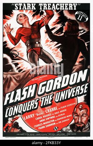 Flash Gordon Conquers the Universe is a 1940 American black-and-white science fiction movie serial from Universal Pictures Stock Photo