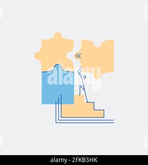 Vector man connecting puzzle in flat style Stock Vector