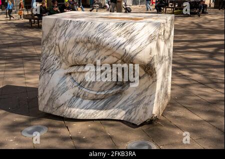Norwich city Haymarket homage to Sir Thomas Browne of a giant marbel eye Stock Photo