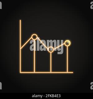 Neon line graph icon in linear style. Statistics chart symbol. Vector illustration. Stock Vector