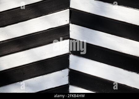 Photo of wooden boards painted in black and white Stock Photo