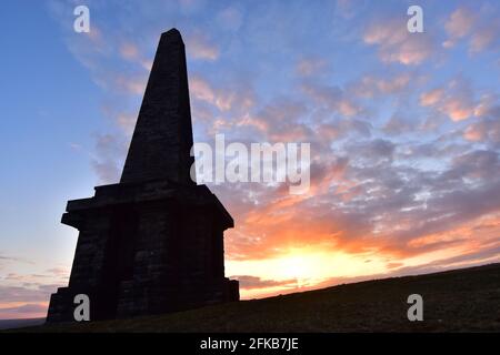Stoodley Pike monument, Pennine Way, Hebden Bridge, Todmorden, Calderdale, West Yorkshire Stock Photo