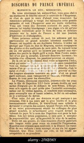 Speech of the Imperial Prince  Louis Napoleon Eugène Jean Joseph Bonaparte (1856-1879). Son of Napoleon III and Eugénie de Montijo, Countess of Teba (Empress consort of the French).  Paris, Fondation Napoléon Stock Photo