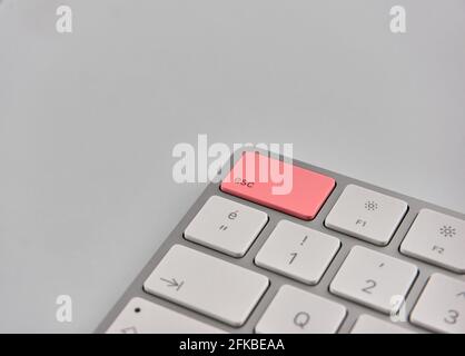 Part of a keyboard with red esc button Stock Photo