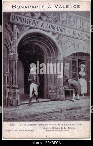 The Youth of Napoleon 1st (1769-1793): Napoleon Bonaparte in Valence, coming out of the Maison des Têtes. 1785  Paris, Fondation Napoléon Stock Photo