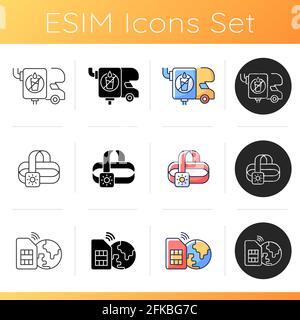 Traveler equipment icons set Stock Vector