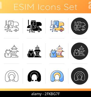 Nomadic trip icons set Stock Vector