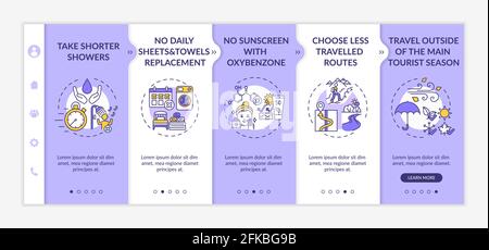 Sustainable tourism ideas onboarding vector template Stock Vector