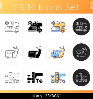 Nomadic vacations icons set Stock Vector