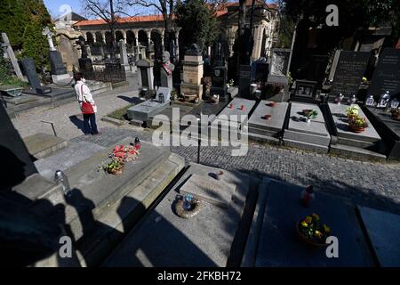 Prague, Czech Republic. 30th Apr, 2021. The Vysehrad Cemetery in Prague, Czech Republic, Friday, April 30, 2021. Credit: Ondrej Deml/CTK Photo/Alamy Live News Stock Photo