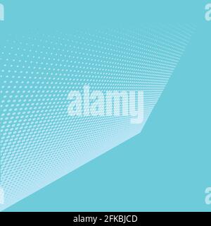 Color halftone in cool blue tints. The form is a square in perspective Stock Vector