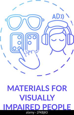 Materials for visually impaired people concept icon Stock Vector